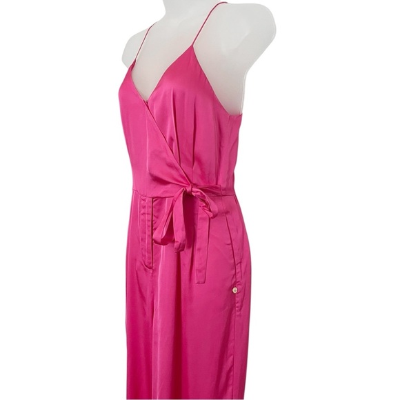 Scotch & Soda Size 34 XS Pink Satin Spaghetti Straps V Neck Racerback Jumpsuit - Picture 10 of 14